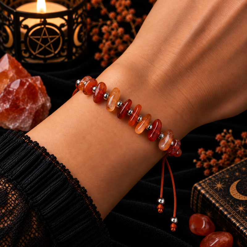 Pulsera de Cuerda con Cornalina