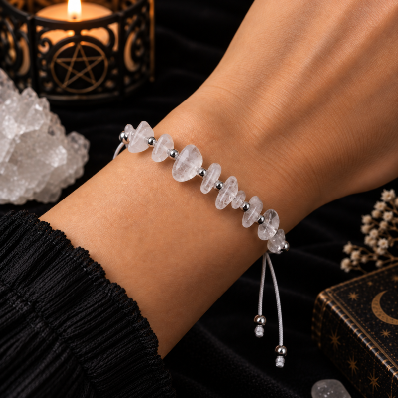 Pulsera de Cuerda con Cuarzo Blanco
