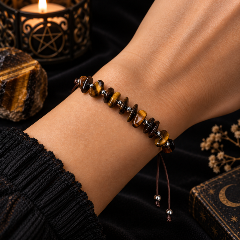 Pulsera de Cuerda con Ojo de Tigre